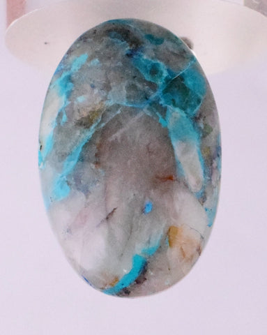 20carats  BLUE CHRYSOCOLLA QUARTZ MALACHITE PERU SCENIC CABOCHON PENDANT BB87