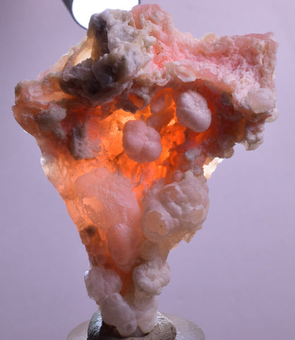6cms GEM PINK OPAL HYALITE PALYGORSKITE QUARTZ SCULPTURE BOTRYOIDAL PERU PB44