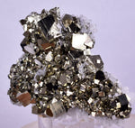 7.1cms PYRITE CUBIC QUARTZ CALCITE PERU SHINY CRYSTALS MINERAL COLLECTOR MB124