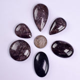 LOT 6 GEM AXINITE PURPLE CABOCHONS  PERU SUPER SHINY RARE MINERAL SPECIMEN BB321