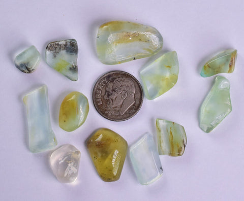 LOT 11 GEM BLUE OPAL SCENIC TUMBLED PERU SEASCAPE PENDANT DENDRITES  BB330