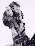 8.8cm GEM TOURMALINE SCHORL TWIN QUARTZ SHINY CRYSTALS PERU MINERAL SPECIMEN WB4