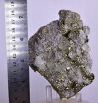12cms PYRITE CUBIC QUARTZ FLUORITE PERU SHINY CRYSTALS MINERAL COLLECTOR MB126