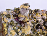 7cms APATITE SIDERITE QUARTZ CRYSTALS CHALCOPYRITE BORNITE PYRITE PERU AB189