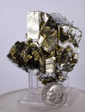5.1cms PYRITE CUBIC QUARTZ CALCITE PERU SHINY CRYSTALS MINERAL COLLECTOR MB12