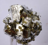 5.1cms PYRITE CUBIC QUARTZ CALCITE PERU SHINY CRYSTALS MINERAL COLLECTOR MB12