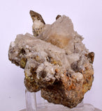 10.5cms CALCITE TOOTH DOG WITH QUARTZ CRYSTALS PERU SHINY MINERAL SPECIMEN GB17