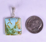 2.1cmsTURQUOISE SCENIC CABOCHON SILVER 950 PERU PENDANT JEWELRY BB156
