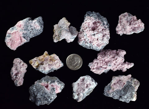LOT 10 RHODOCHROSITE ROSETTE PERU PINK CRYSTALS HUANZALA MINE MINERAL RB540