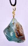 GEM BLUE OPAL SCENIC PERU TUMBLED PENDANT BLACK NECKLACE SEASCAPE JEWELRY JB15