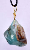 GEM BLUE OPAL SCENIC PERU TUMBLED PENDANT BLACK NECKLACE SEASCAPE JEWELRY JB15