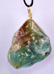 GEM BLUE OPAL SCENIC PERU TUMBLED PENDANT BLACK NECKLACE SEASCAPE JEWELRY JB14