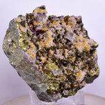 7cms APATITE SIDERITE QUARTZ CRYSTALS CHALCOPYRITE BORNITE PYRITE PERU AB189