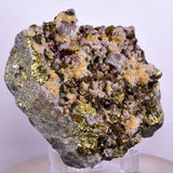 7cms APATITE SIDERITE QUARTZ CRYSTALS CHALCOPYRITE BORNITE PYRITE PERU AB189