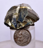 4.2cms PYRITE STRIATED PERU SHINY CRYSTALS MINERAL SPECIMEN COLLECTOR MB86