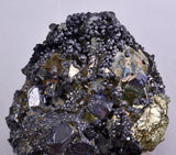 10cms PYRITE CUBIC GALENA BOURNONITE PERU CRYSTALS MINERAL SPECIMEN MB135
