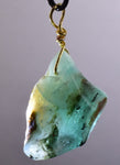 GEM BLUE OPAL SCENIC PERU TUMBLED PENDANT BLACK NECKLACE SEASCAPE JEWELRY JB15