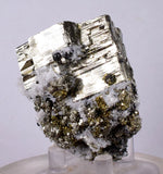 4.7cms PYRITE CUBIC QUARTZ CALCITE PERU SHINY CRYSTALS MINERAL COLLECTOR MB11