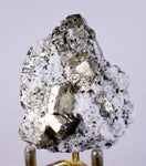 5.7cms PYRITE CUBIC QUARTZ CALCITE PERU SHINY CRYSTALS MINERAL COLLECTOR MB24