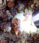 14cms GEM SPHALERITE RUBY BLEND ON QUARTZ PYRITE CRYSTALS PERU MB141