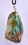 GEM BLUE OPAL SCENIC PERU TUMBLED PENDANT BLACK NECKLACE SEASCAPE JEWELRY JB18