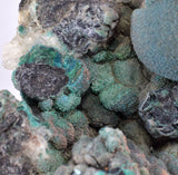 7.9cms DRUZY CHRYSOCOLLA QUARTZ MALACHITE BOTRYOIDAL PERU MINERAL SPECIMEN DB84