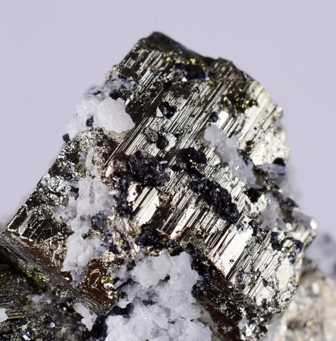 5.7cms PYRITE CUBIC QUARTZ CALCITE PERU SHINY CRYSTALS MINERAL COLLECTOR MB24