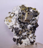 10.5cms GEM PYRITE APATITE SCHEELITE (?) SPHALERITE QUARTZ PERU CRYSTALS MB129