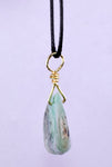 GEM BLUE OPAL SCENIC PERU TUMBLED PENDANT BLACK NECKLACE SEASCAPE JEWELRY JB13
