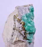 4.9cms GEM EMERALD CRYSTAL PYRITE CALCITE QUARTZ COLOMBIA MINERAL SPECIMEN EB35