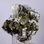 5.1cms PYRITE CUBIC QUARTZ CALCITE PERU SHINY CRYSTALS MINERAL COLLECTOR MB12