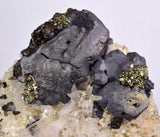 12cms GALENA QUARTZ PYRITE CRYSTAL CUBIC PERU MINERAL SPECIMEN  GB37