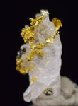 0.6 cms UNIQUE NATIVE GOLD INCAS PYRITE CUBES PERU QUARTZ CRYSTALS LB125