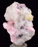 5.9cms RHODOCHROSITE QUARTZ CALCITE CRYSTALS JORDANITE (?) GALENA PERU RB505