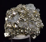 5.4cms PYRITE CUBIC FLUORITE PERU SHINY CRYSTALS MINERAL COLLECTOR MB133