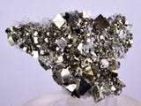 7.1cms PYRITE CUBIC QUARTZ CALCITE PERU SHINY CRYSTALS MINERAL COLLECTOR MB124