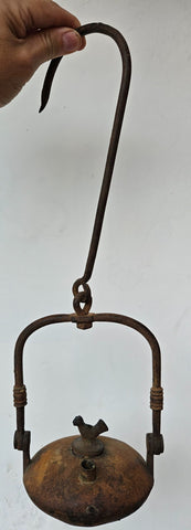 42cms LENTICULAR MINERS LAMP TUNNEL RARE LANTERN IRON CAST NB08