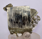 8.5cms PYRITE CUBIC QUARTZ CALCITE PERU SHINY CRYSTALS MINERAL COLLECTOR MB112
