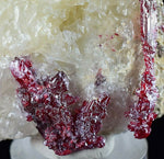 4.4CMS PROUSTITE RUBY SILVER TWIN CRYSTALS MOROCCO CALCITE MINERAL SPECIMEN HB1