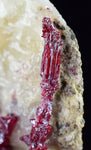 4.4CMS PROUSTITE RUBY SILVER TWIN CRYSTALS MOROCCO CALCITE MINERAL SPECIMEN HB1