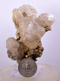 7.5cms CALCITE WITH QUARTZ CRYSTALS PERU SHINY MINERAL SPECIMEN COLLECTOR GB07