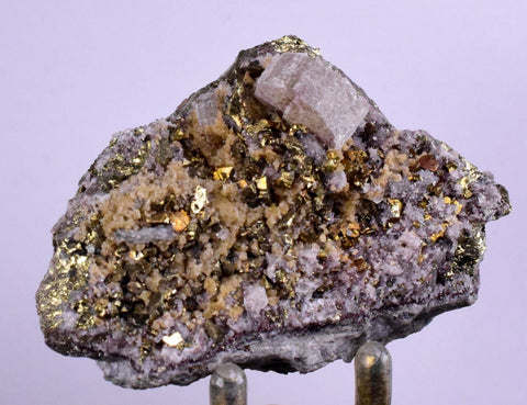 6.4cms APATITE SIDERITE QUARTZ CRYSTALS CHALCOPYRITE BORNITE PYRITE PERU AB61