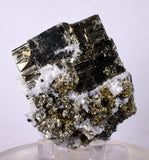 4.7cms PYRITE CUBIC QUARTZ CALCITE PERU SHINY CRYSTALS MINERAL COLLECTOR MB11