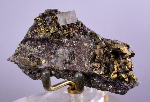 7.6cms APATITE SIDERITE QUARTZ CRYSTALS CHALCOPYRITE BORNITE PYRITE PERU AB67