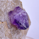 11.7cm TWIN AMETHYST ON JAPAN LAW TWIN QUARTZ MINERAL SPECIMEN PERU UNIQUE AB243