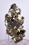 7.6cms PYRITE CUBICL PERU SHINY CRYSTALS QUARTZ MINERAL SPECIMEN COLLECTOR MB71