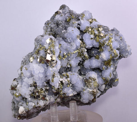 14cm BLUE DOLOMITE SELLAITE CRYSTALS CHALCOPYRITE QUARTZ CALCITE PERU GB35