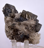 8.2cms GALENA QUARTZ PYRITE CRYSTAL CUBIC PERU MINERAL SPECIMEN  GB16