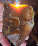 9cms GOLDEN AGATE CHALCEDONY ? BANDED ROUGH CHOCOLATE TRANSLUCENT PERU AB220