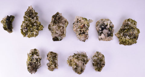 LOT 10 EPIDOTE QUARTZ CRYSTALS PERU CLUSTER COLLECTOR GREEN COLOR MINERAL CB187